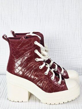 Converse Chuck Taylor De Luxe Heel - Cabernet Croc Leather - Women's 8/Men's 6